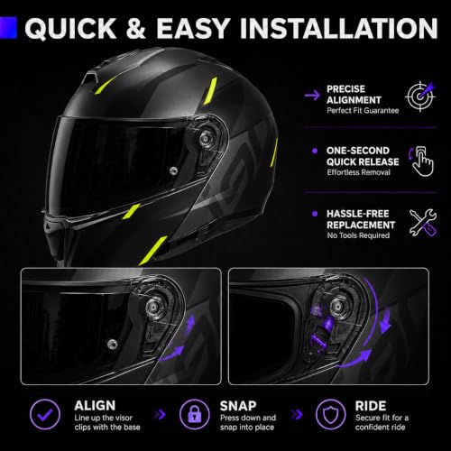 Image of PSLER Shatterproof Motorcycle Helmet Visor for i90 HJ-33,Dark Black