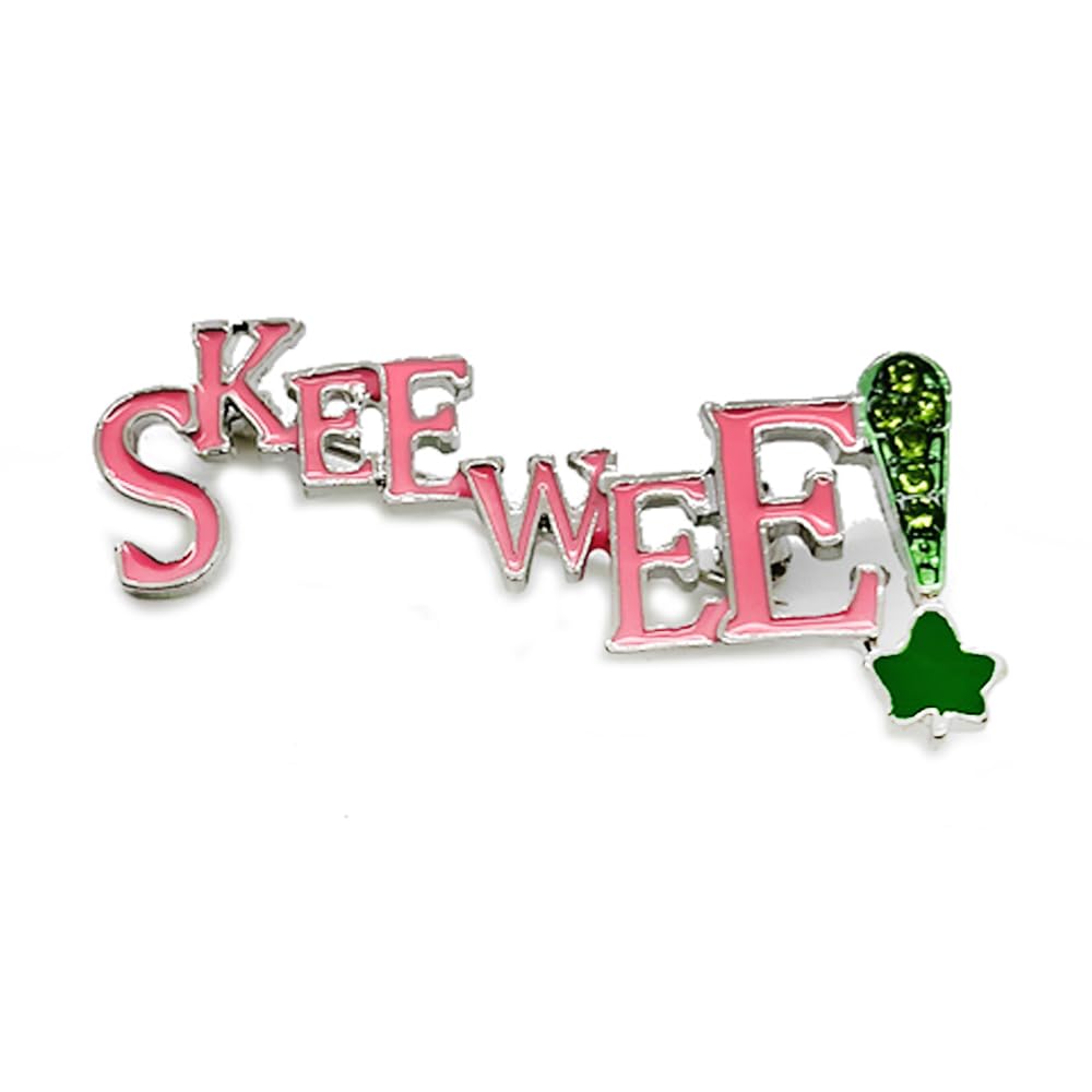 Fashion Pink Green rhinestone letter SKEEWEE Metal Text Brooch sorority girl Jewelry PIN
