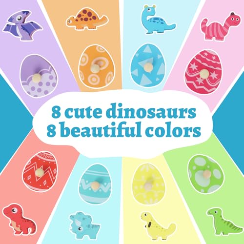LZDMY Montessori Spielzeug ab 1 Jahr Baby Holzpuzzle, Dino Eier Motorikspielzeug für 10-36 Monate Mädchen Junge Kinder Greifpuzzle Steckspielzeug Sortierspiel Geburtstag Ostern Weihnacht Geschenk