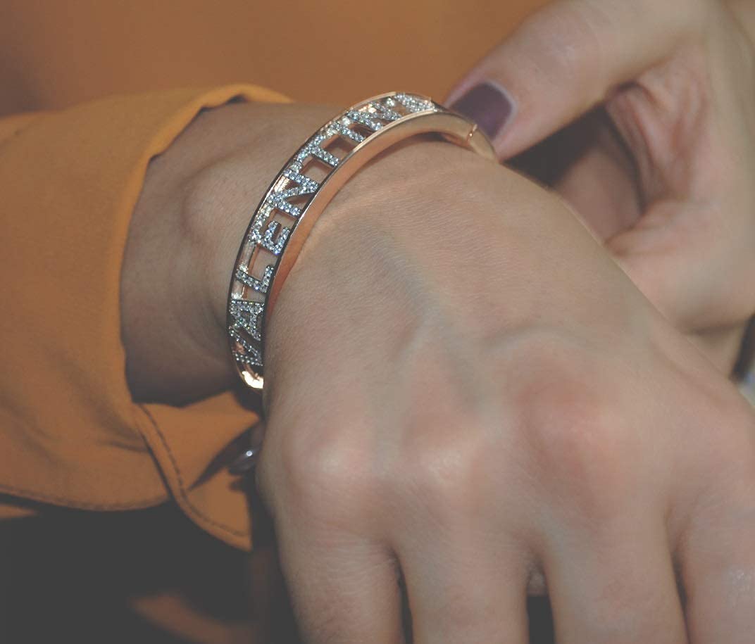 Bracciale Personalizzato con Nome in Argento 925% - Disponibile in più colori e dimensioni - Personalizzabile per Donna Ragazza Bambina - Perfetta Idea Regalo