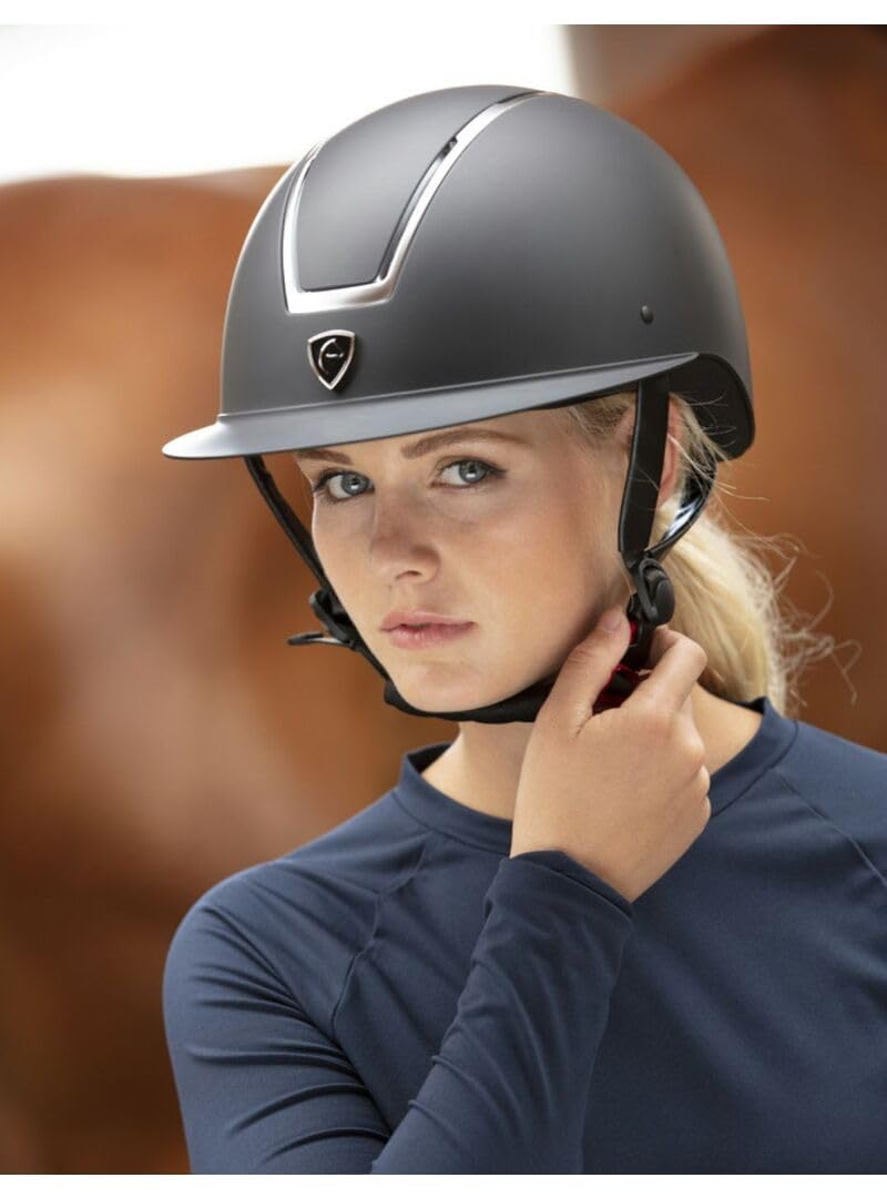 Ekkia EQUITHÈME Glint Mat - Casco de equitación, color negro y plateado