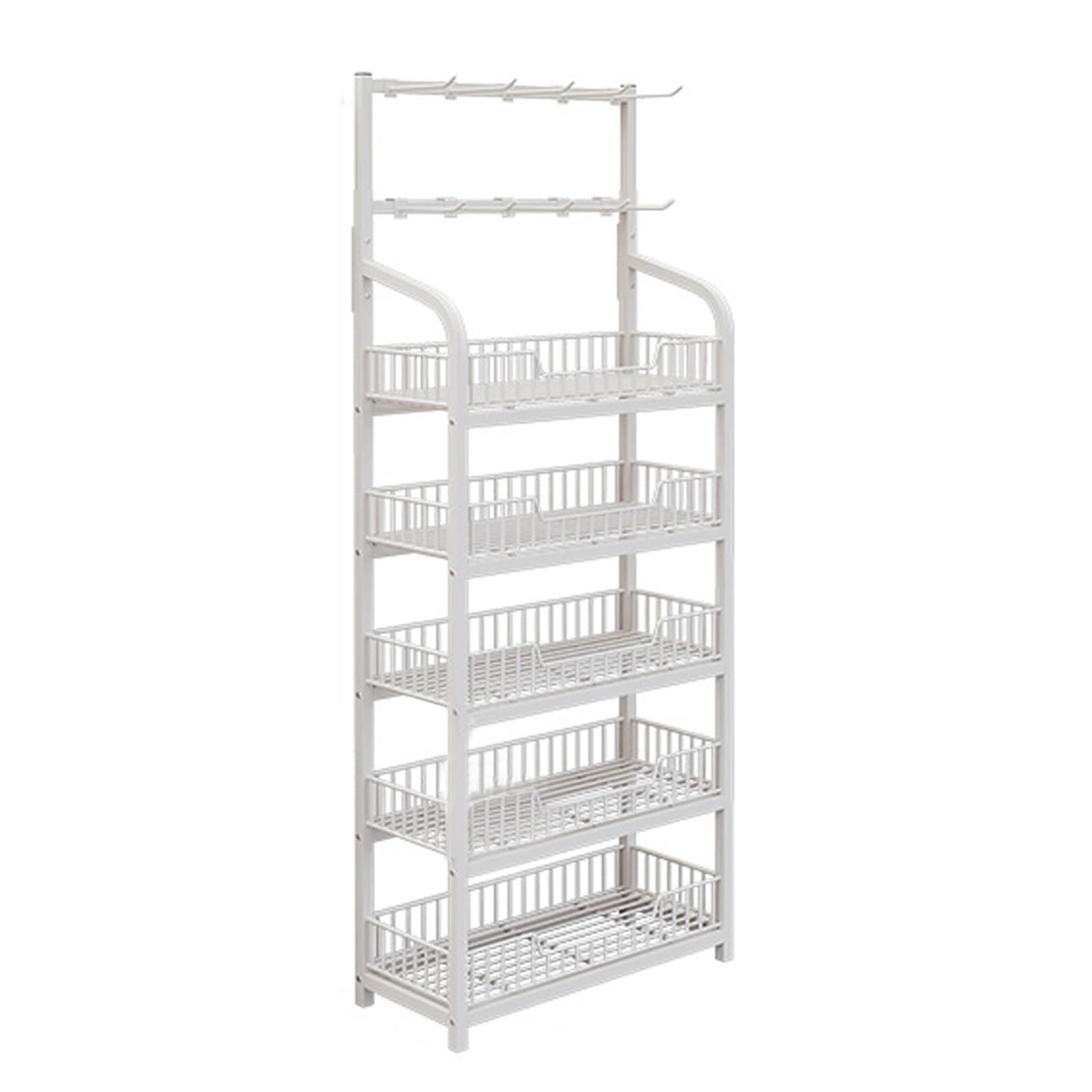 Scaffale a 5 ripiani in metallo a gondola, facile da montare, per uso domestico e commerciale, robusto bianco, 60 x 27 x 166 cm / 23.6 x 10.6 x 65.4 in