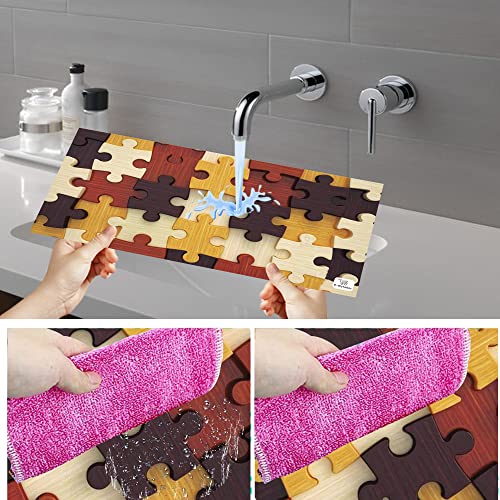 Image of Polyester 3-Layered Digital Printed Fridge Top Cover /Refrigerator Cover with Utility Pockets and Set of 4 Pc Fridge Mats (Color-Yellow, Size-39x21 Inches)