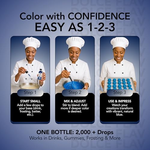 Image of Dolce Flav Natural Blue Food Coloring - 2 oz Vibrant Plant-Based Color from Spirulina | Water-Soluble Liquid Dye for Baking, Drinks & Frostings | Graduated Dropper Included | No Artificial Dyes | Kosher | Made in USA