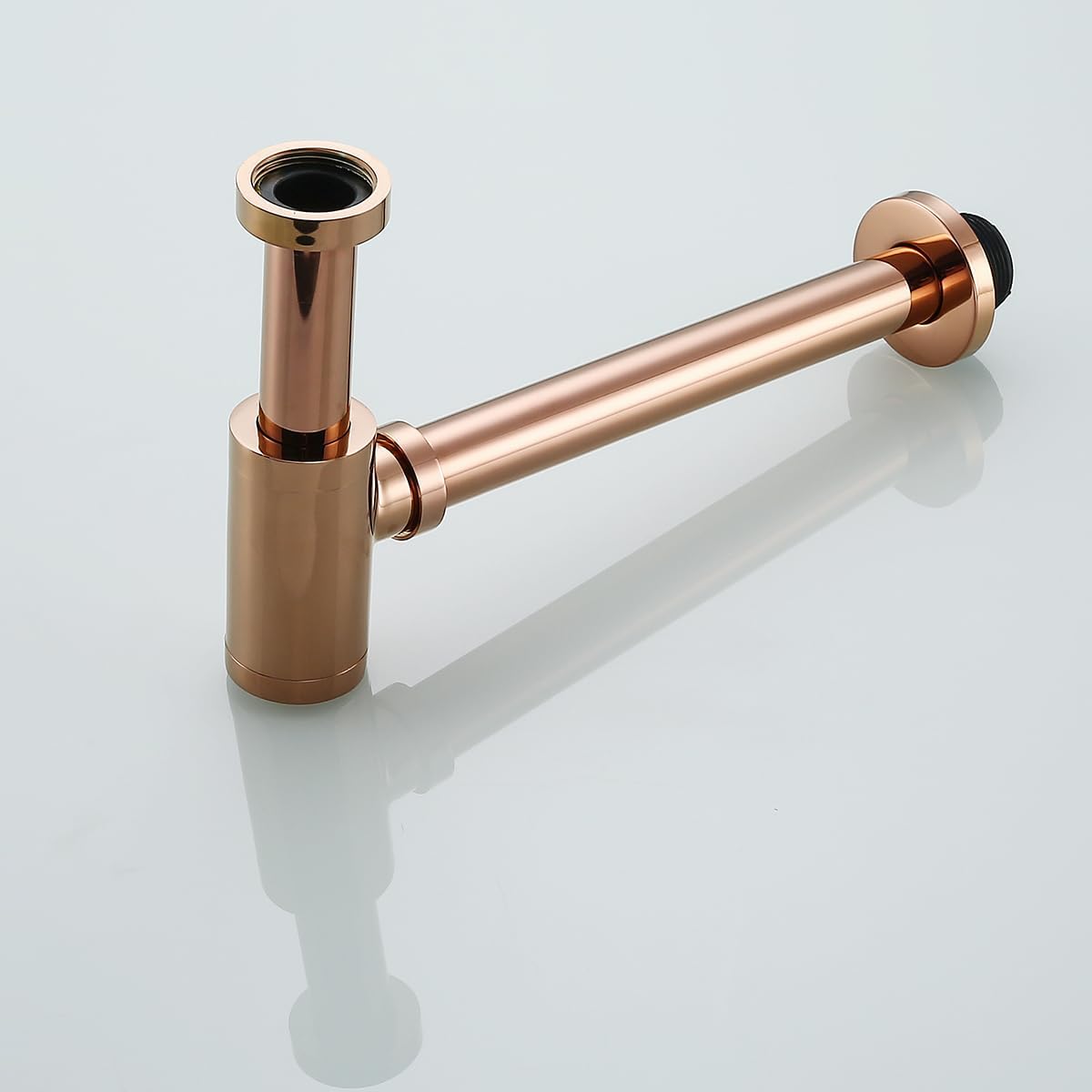 RANDOM Brass Contemporary Round Bottle P Trap 1-1/4,Bathroom Lavatory Adjustable Basin Sink Waste Drain P-Trap Kit Rose Gold Sink Trap.83888RG