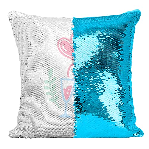 Coussin Sequin Turquoise Paillettes Coupe Champagne Saint Valentin - 2