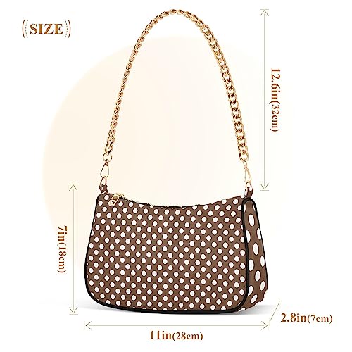 Polka Dot Beige Shoulder Bag for Women Mini Clutch Purse Handbag with Zipper Closure3