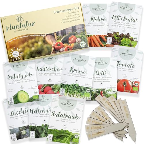 Plantaluz Bio Gemüsesamen Set 10 Sorten für Selbstversorger & Gemüseanbau