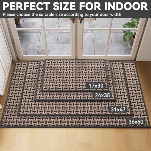 Image of YDKGL Door Mat 31x47, Dirt Resistant and Absorbent, Non-Slip Rubber Backing Floor Mats, Easy Clean Low-Profile Doormat for Entryway, Front Door, and Inside Entrance, Black