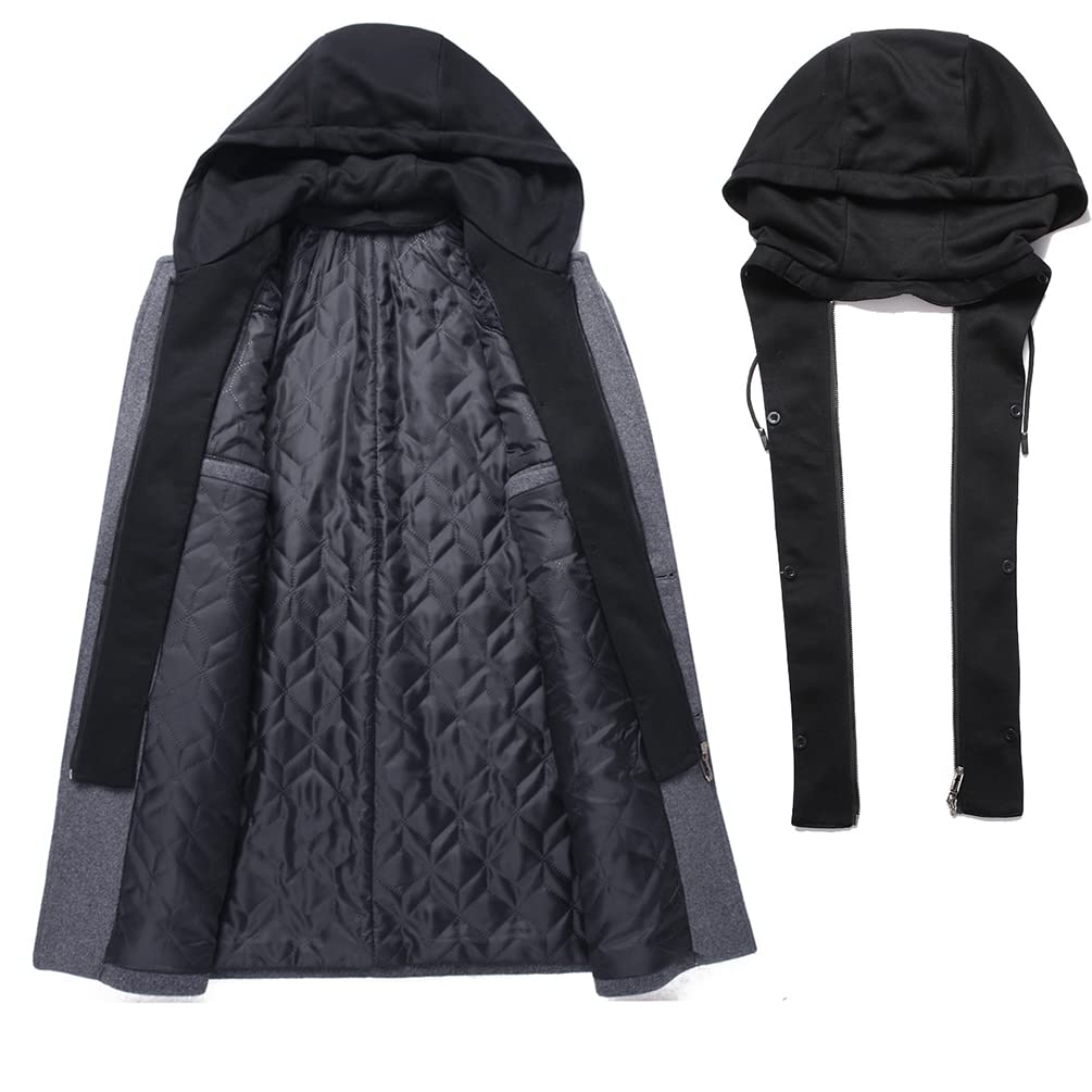 Luckyone Abrigo de Lana para Hombre 2 en 1 Invierno Trinchera Abrigos Slim Fit Outerwear Color Sólido Business cálido de trabajo de manga larga