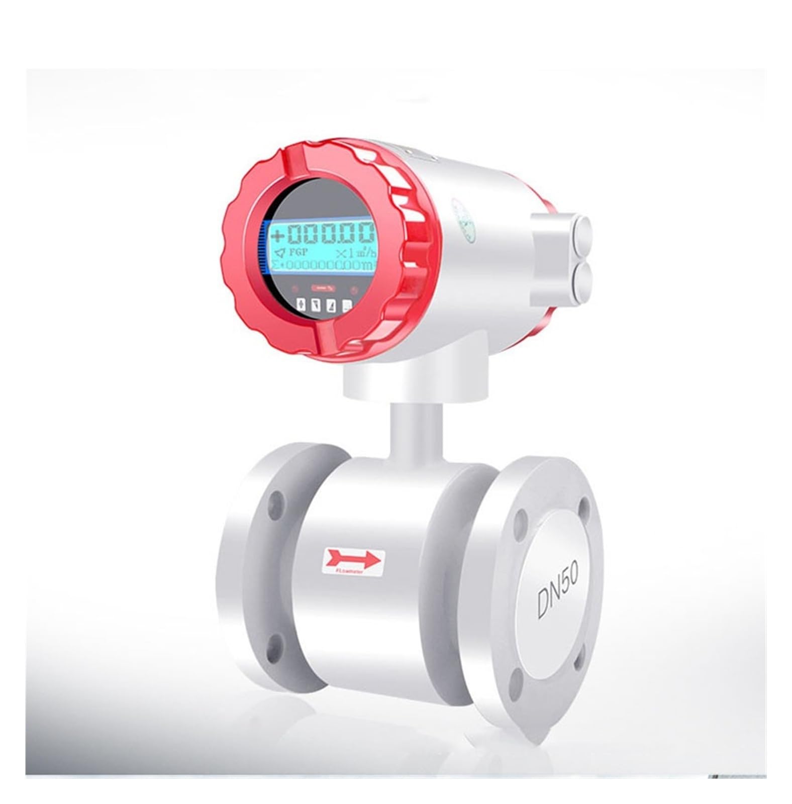 Caudalímetro electromagnético inteligente con pantalla digital, sensor de caudal for tuberías de agua líquida y aguas residuales DN10-100 Medición y respuesta rápidas(DN100)