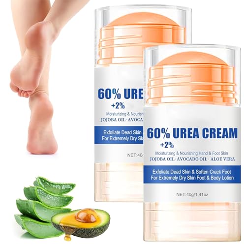 Qaestuan 2 PCS Crema Urea 60%, Barra Reparadora Talones Agrietados, Crema para el Cuidado de los Pies, Cremas Hidratante Urea, para Pies Secos y Agrietados, Manos, Codos