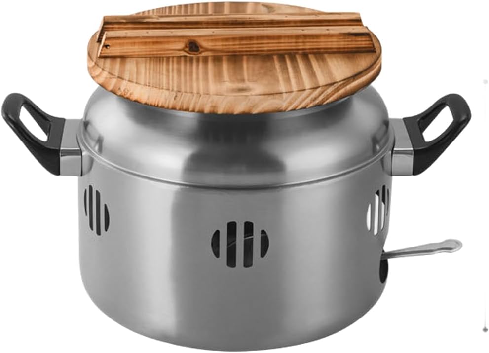 Korean Style Stainless Steel Shabu Shabu Drum Pot Featuring Heat Retention and Disassemblable Design for Restaurant Use (Golden Without Lid)