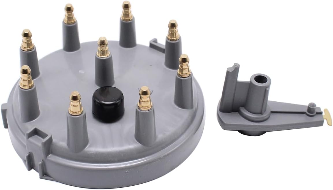 2 Sets Gray DC 12V Ignition Distributor Cap and Rotor Kit 8233 Fits for Chevrolet GMC C1500 C2500 C3500 Ford Bronco Mustang F350 F250 F150 V8 5.0L 5.8L