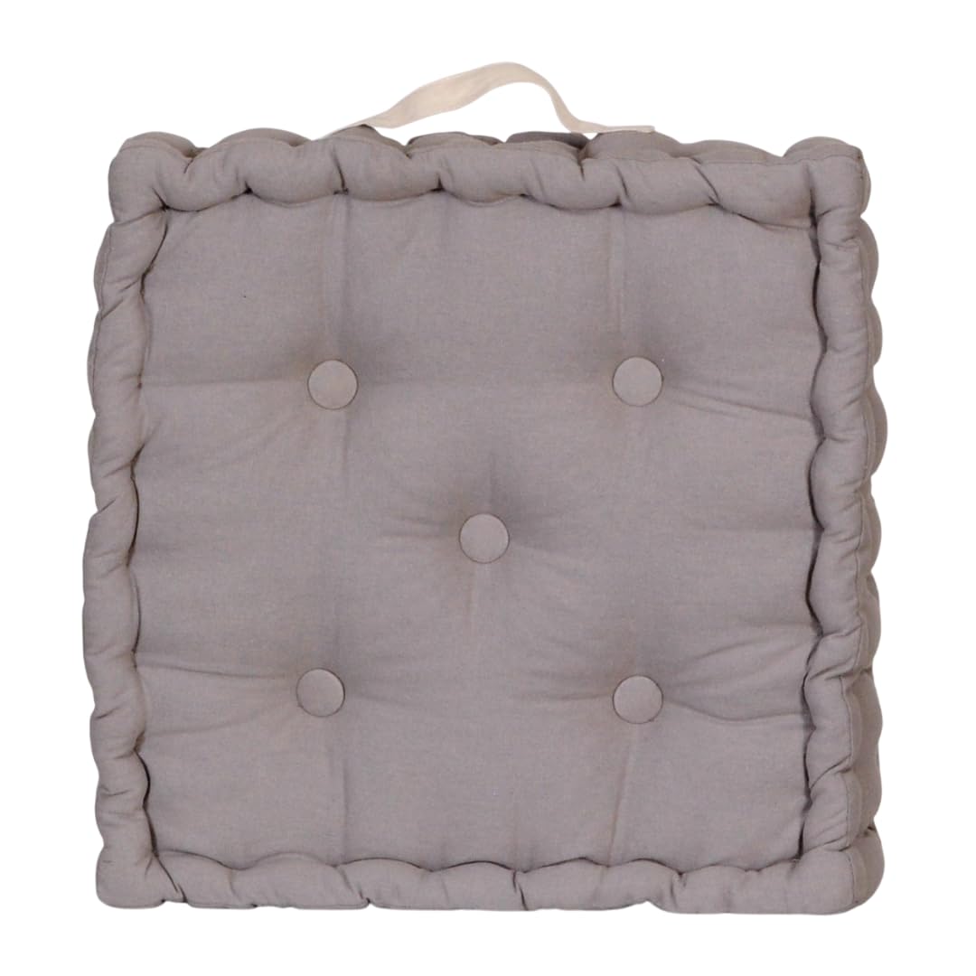 Atout Ciel Lot de 4 Coussins de Sol 40x40cm avec Anse contrastée, Gris