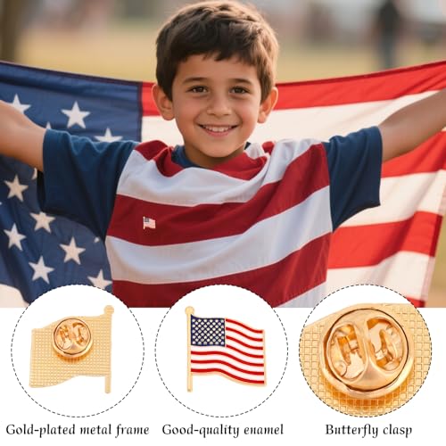3er-Set Anstecknadeln mit Amerikanischer Flagge, Patriotische Brosche zum 4. Juli Anstecknadeln US-Veteranen Dekoration für Männer und Frauen Ideal als Geschenk für Rucksäcke Hüte und Kleidung