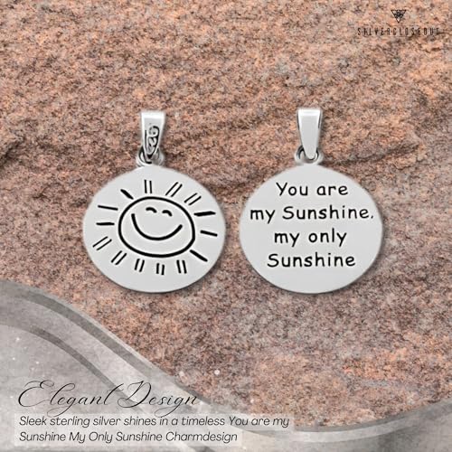 Sterling Silver You Are My Sunshine Necklace Happy Face Smiling Sun (Front) You are my Sunshine my only Sunshine (Back) Necklace Small Round Pendant3