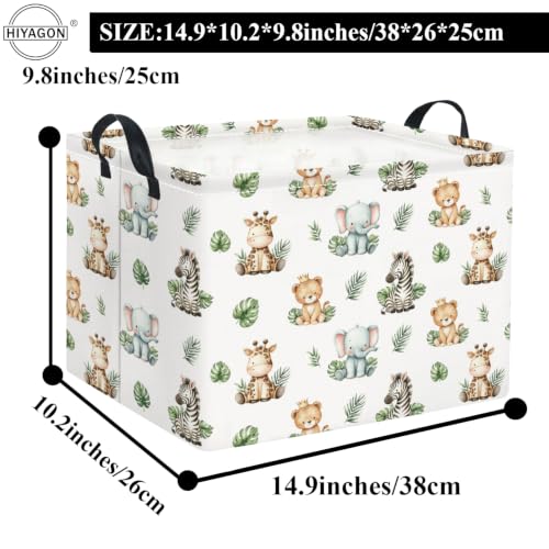 Image of Rectangular Kids Basket Baby Girl Basket Fabric Storage Bin Organizer Box Room Decor(Leaf Animal)