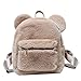 SOIMISS Plüsch Rucksack Niedlich Bärenohr Flauschige Pelz Umhängetasche Mode Lässig Tagesrucksäcke für Frauen Mädchen Outdoor-Reise Geldbörse Geburtstagsgeschenke (Braun)