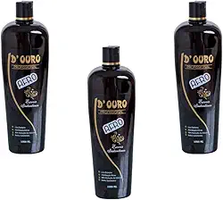 D’Ouro Escova Progressiva Afro 3×1000 ml – Kit para salões | redução de volume, maciez, proteção capilar