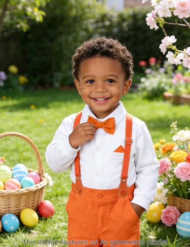 Image of A&J DESIGN Baby Boys Suits Infant Gentleman Formal Wedding Suspenders Outfit with Bowtie