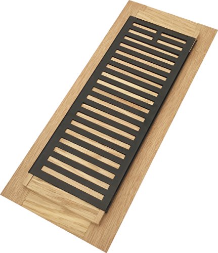Homewell Red Oak Wood Floor Register, Drop in Vent with Damper, 4x12 Inch, Unfinished