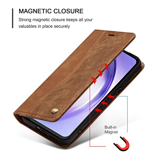 Étui coque Samsung Galaxy A26 QLTYPRI en cuir PU marron rétro - 4