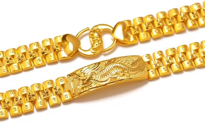 18k Gold Men'S Bracelet Exquisite Cuban Chain Women'S Dragon Head Chain Suitable For Men'S And Women'S Bracelets Christmas Gift