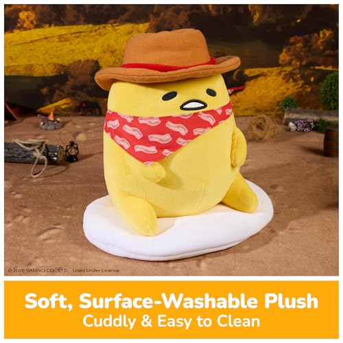 Image of GUND Sanrio Gudetama The Lazy Egg Cowboy 9-Inch Western Themed Stuffed Toy | Promotes Exciting Character Roleplay, Early Sensory Discovery, and Creative Screen-Free Storytelling; Soft, Collectible Plush