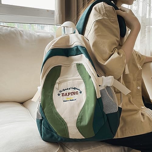 Teclado Fashion Backpack Large Bookbag Waterproof Laptop Bag Lightweight Casual Travel Daypacks (Green)2