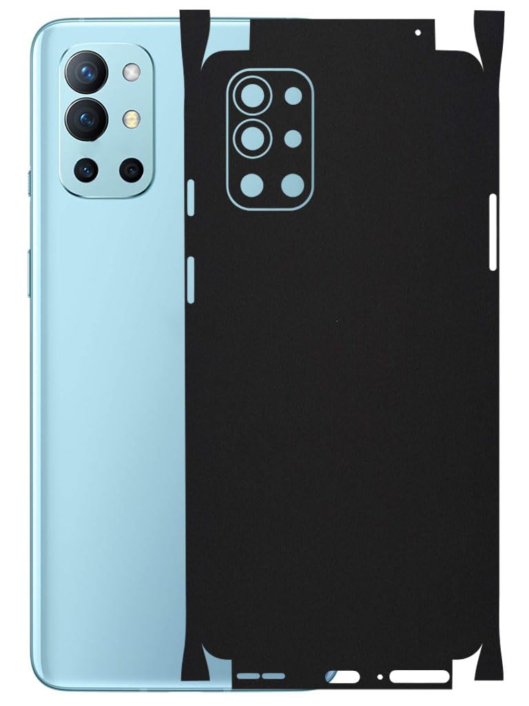 AtOdds - Compatible for OnePlus 9R Mobile Back Skin Film Wrap with Camera Protector (Coverage - Back+Camera+Sides) (Matte Black)-image-1