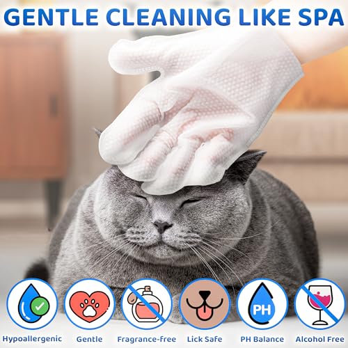 EcoEarth – Premium-Tierwischtücher für Hunde und Katzen – 6 Handschuhe – Einweg-Waschhandschuh für Bad und Pflege – Saubere Pfoten und Körper