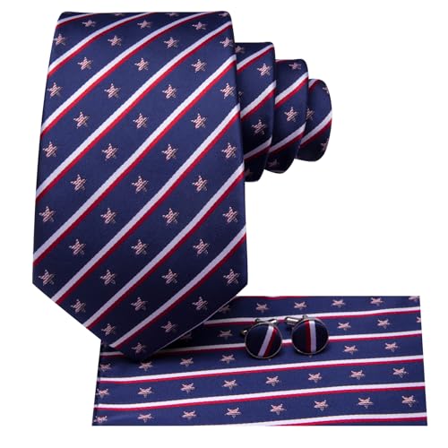 Image of Hi-Tie Men's Tie Sets Silk Paisley Striped Necktie Pocket Square Cuff-links Sets Wedding Business Holiday