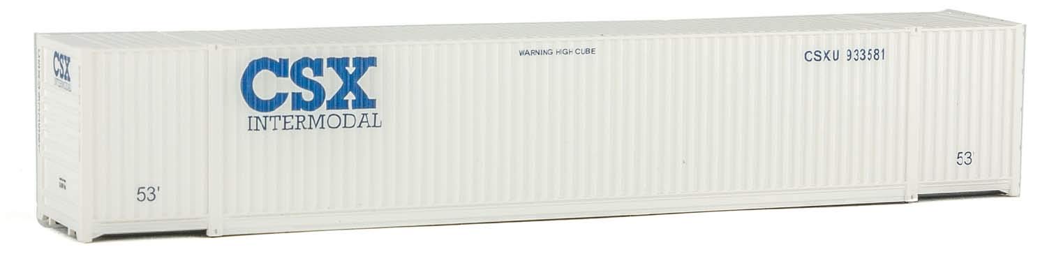 Walthers SceneMaster HO Scale Model of CSX Transportation (White, Blue) 53' Singamas Corrugated Side Container,949-8520