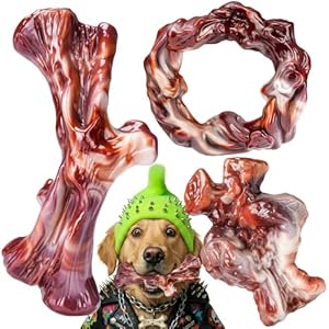 Dog Toys for Aggressive Chewers: 3 Pack Dog Chew Toys, Indestructible Dog Toy for Medium Large Dogs, Tough Dog Toys to Keep Them Busy, Chew Toys for Dogs, Bacon Flavor