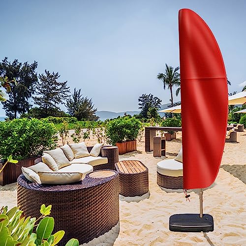 Patio Cantilever Umbrella Covers for Outdoor: Waterproof Offset Umbrella Cover Banana Style with Zipper fits 9FT to 14FT, Red
