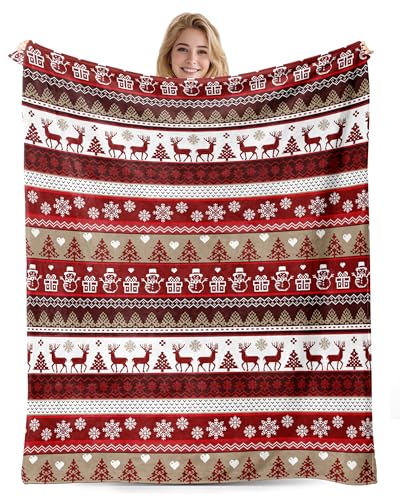 PUYTG blanket, Premium Ultra Soft Warm Christmas Blanket Gifts for Couch, Sofa, Bedroom 50x60 inches Happy Christmas decor (long-Christmas Blanket)
