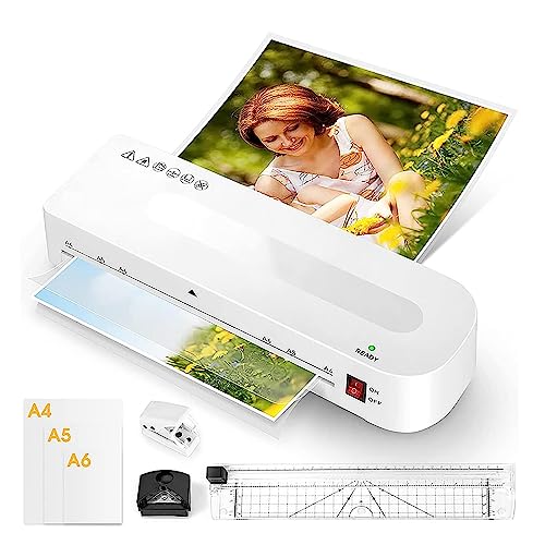 CHANGLKJ Thermal Laminator, 4 in 1 Hot and Cold Laminator Machine 9'' with Paper Cutter, Corner Rounder and 30 Hot Lamination, Warm Up Quickly and Quiet, for Personal Use, Office, School and Business