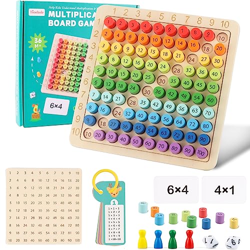 Montessori Multiplikationsbrett, Multiplikationstafel Holz, Montessori Einmaleins Brett, Multiplikationstabelle Kinder Lernen, 1x1 Lernen Spiel für Mathematische Manipulationen Kinderzählspielzeug