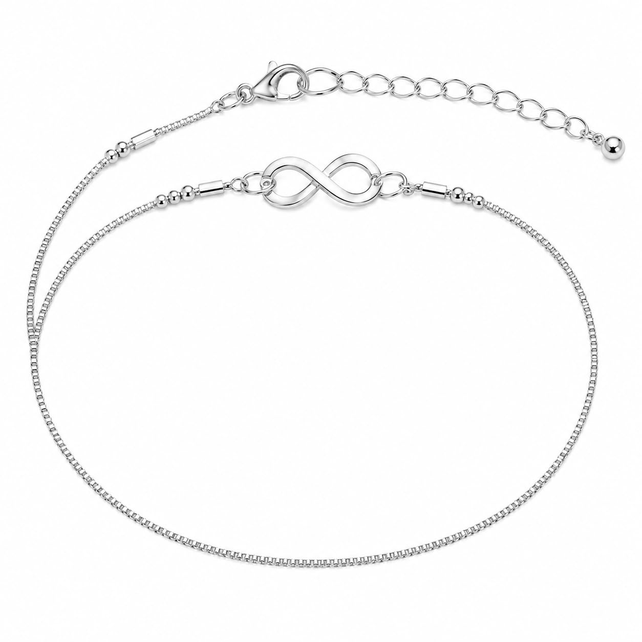 AVYLUXE Double Line Silver Anklet for Women | Infinity Charm Adjustable Anklet (ANK052)-image-24