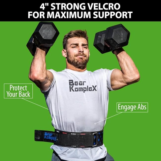 Bear KompleX 4 Straight Weightlifting Belt for at-Home Powerlifting, Squats, Weight Training and More. Low Profile with Super Firm Back for Maximum Stability & Exceptional Comfort
