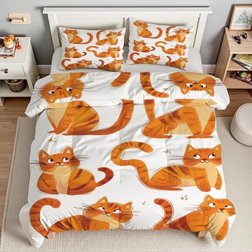 Housse de couette chat orange de qualité supérieure en microfibre résistante - 3