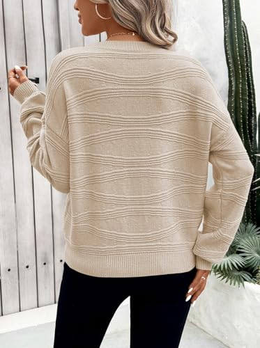 Pink Queen Womens Crew Neck Long Sleeve Ribbed Knit Pullover Tops Loose Casual Sweater Jumpers Fashion Trendy 20253
