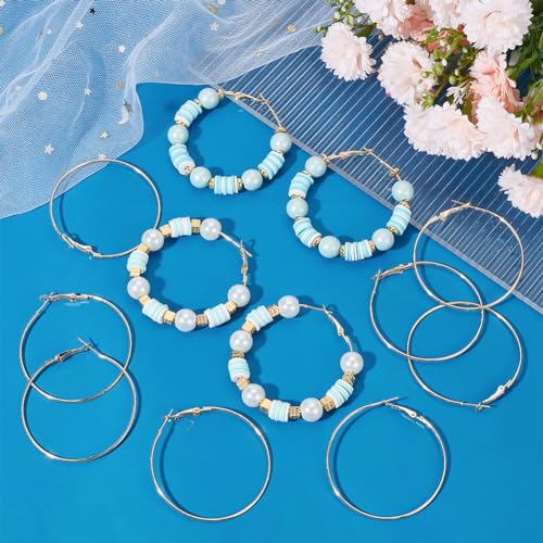 Beebeecraft 1 Box 20Pcs Gold Hoop Earring Findings 50mm 18K Gold Plated Brass Beading Hoops Earrings for Beading Jewellery Making Supplies - Image 4