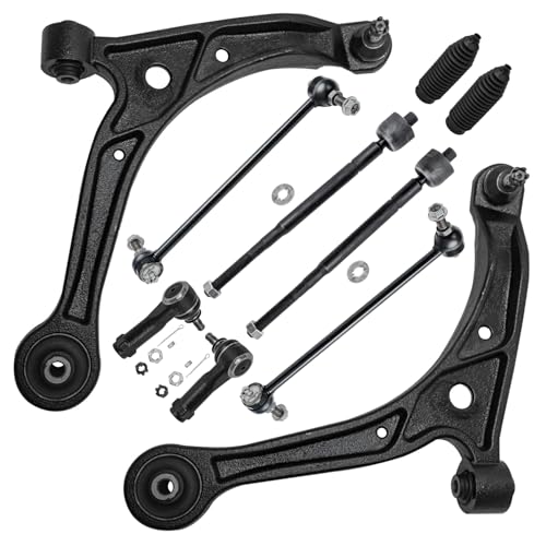 Image of Detroit Axle - 10pc Front End Suspension Kit for 2002 2003 2004 Honda Odyssey, 2 Lower Control Arms with Ball Joint 2 Sway Bar End Links 4 Inner and Outer Tie Rods 2 Boots Replacement