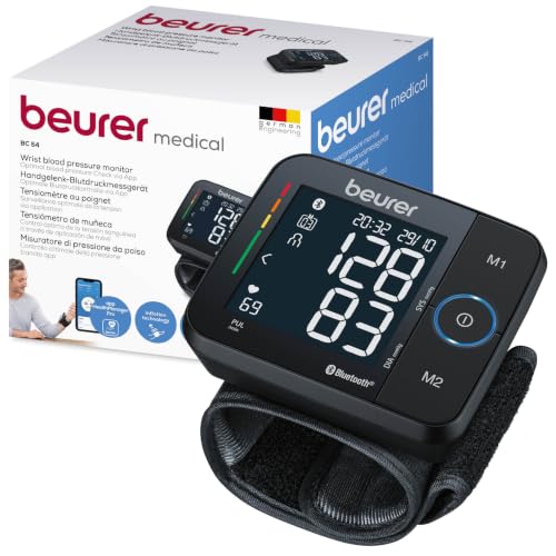 Beurer BC 54 Handgelenk-Blutdruckmessgerät mit Inflation-Technologie, farbiger Risiko-Indikator...