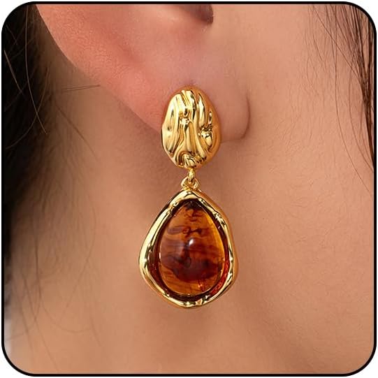 Gold Statement Earrings for Women Dangle Irregular Brown Earrings for Women Dangling Vintage Crystal Earring for Women Vintage Jewelry