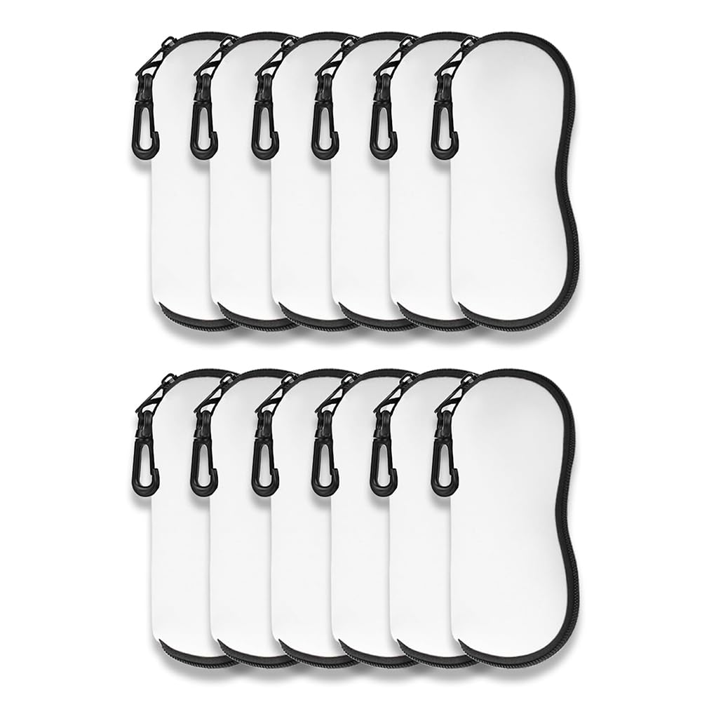 VIOPDER Sublimation Sunglasses Case Blanks Set,Neoprene Sunglasses Case Soft for Sublimation Blanks Sunglasses Case 12PCS