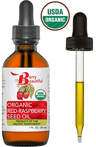 Certified Organic Red Raspberry Seed Oil - Cold Pressed by Berry Beautiful from Organically grown Raspberries - 100% Pure & Unrefined (1 fl oz)