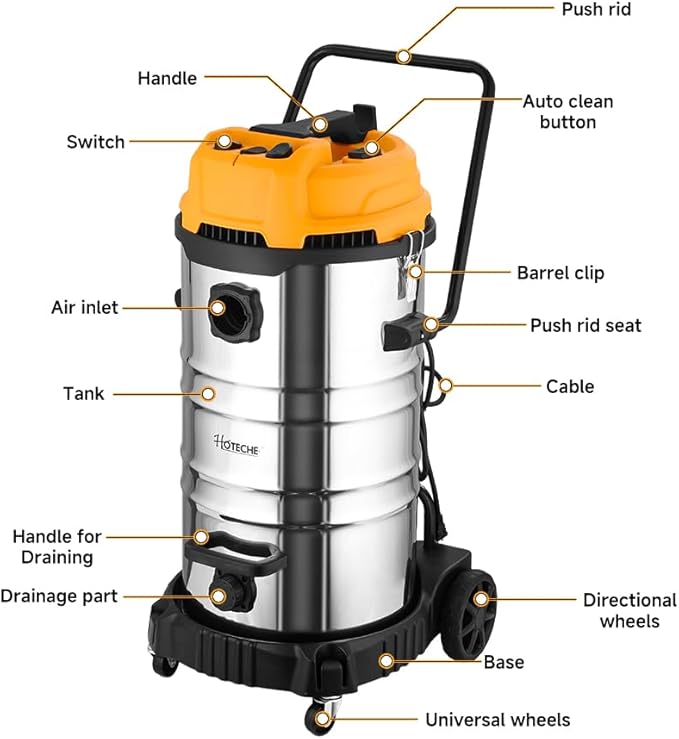 Aspiradora Tambor 75L 1200W HEPA para Taller y Hogar miniatura 3